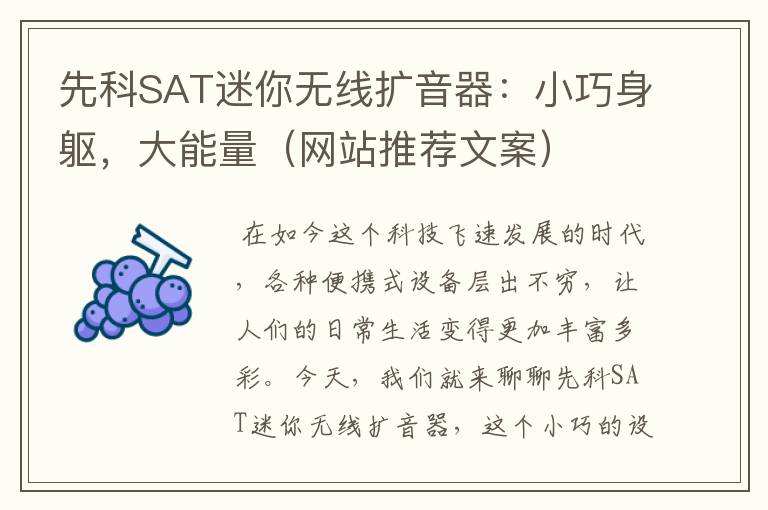 先科SAT迷你无线扩音器：小巧身躯，大能量（网站推荐文案）